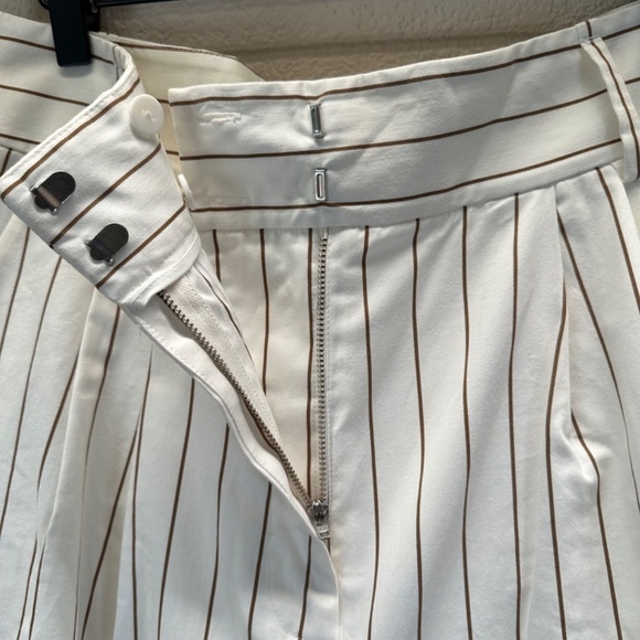 Tibi Bianca Crop Pant Ivory Multi Womens Size 6 High Waist Wide Leg Preppy - Picture 5 of 16